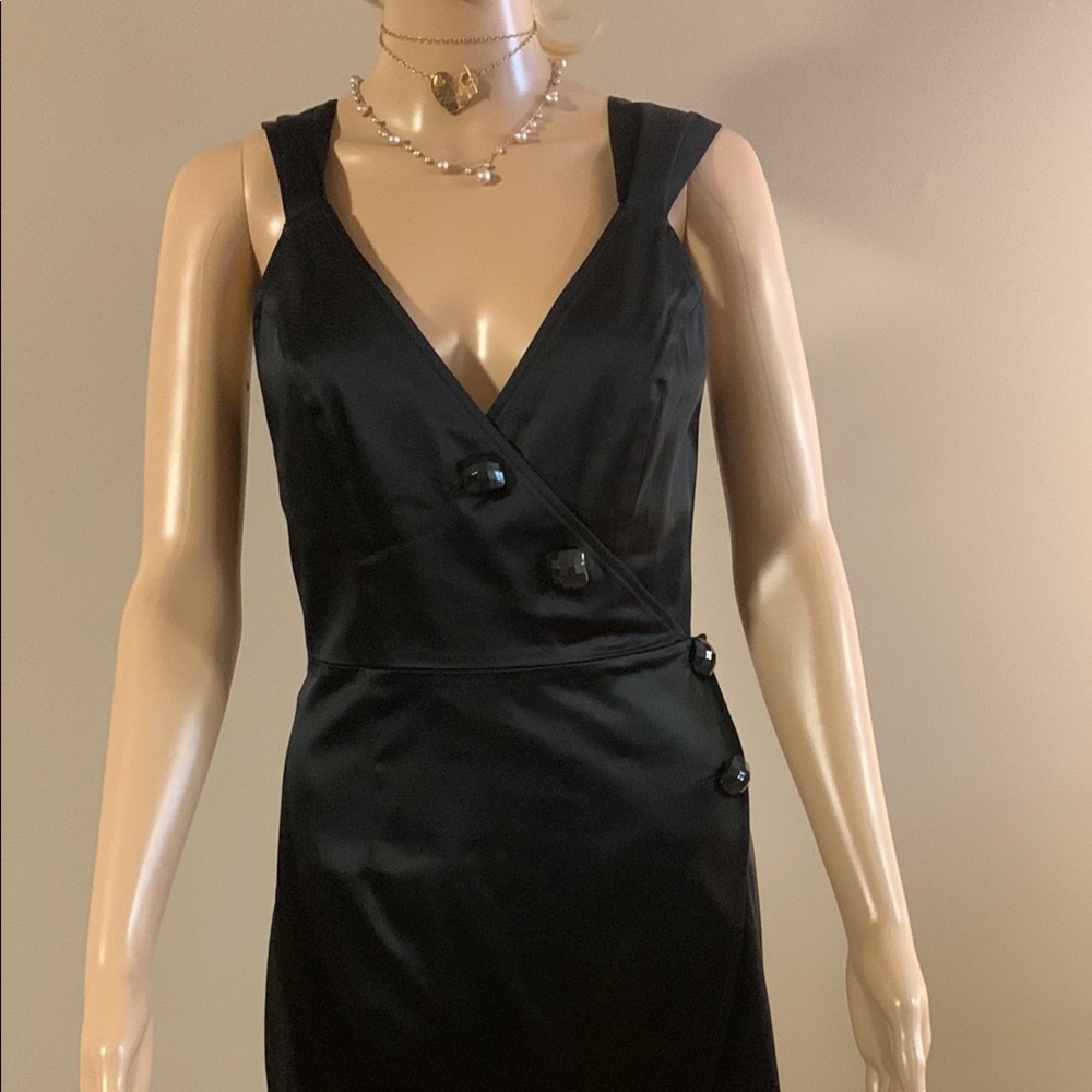Guess by Marciano Elegant Black Pleated Sheath Midi Dress Size 4
